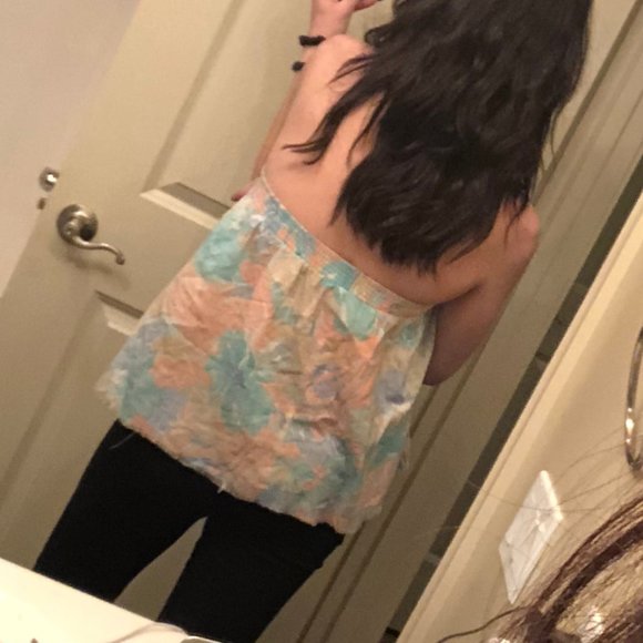 VTG Cut Off Convertible Floral Crop Baby Doll Tube Top / A-Line Flare Mini Skirt - Picture 6 of 14